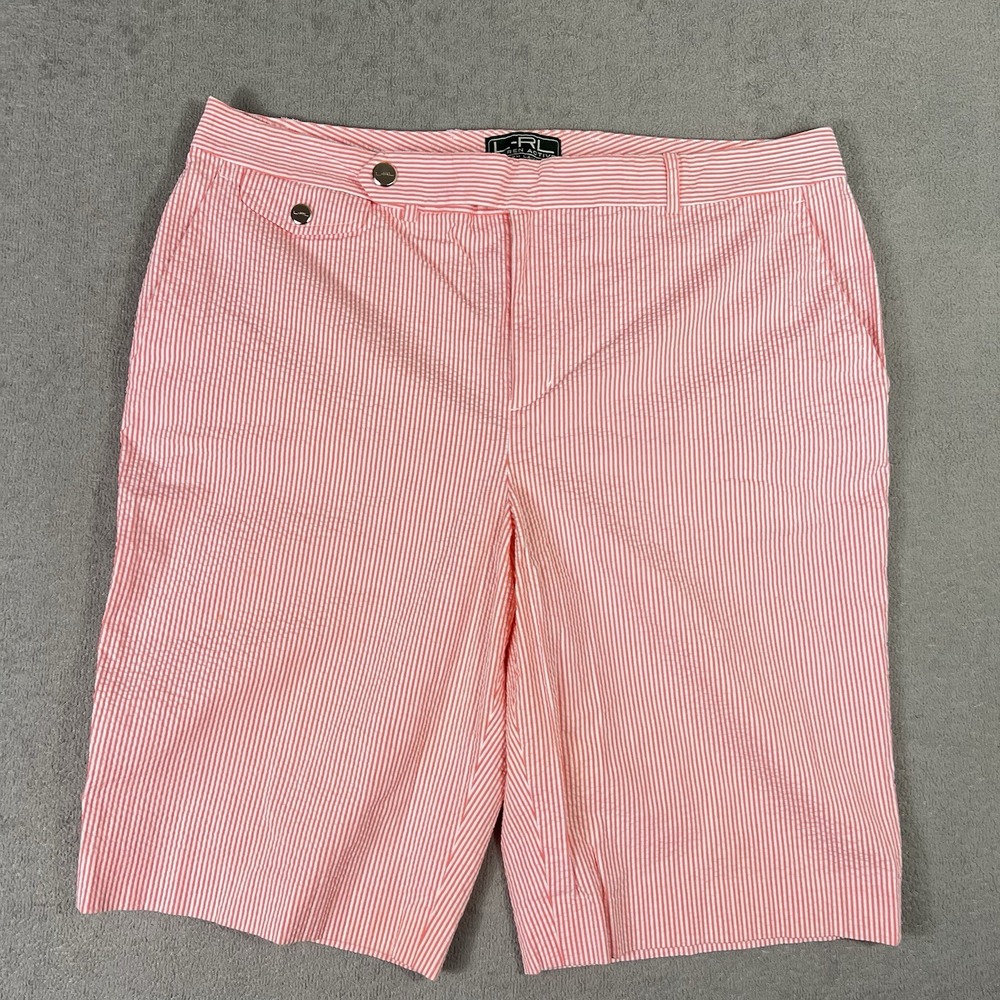 Lauren Ralph Lauren Womens Size 14 Pink Striped Seersucker Shorts